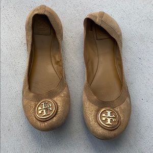 Tory Burch 11 Gold Flats Shoes